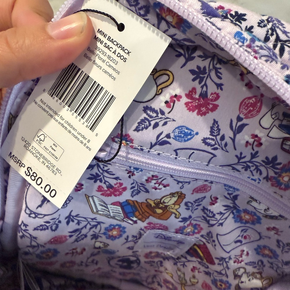 Floral Quilted Backpack in Purple and White - Picture 5 of 5